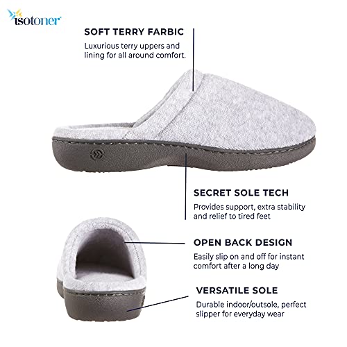 isotoner Women's Indoor/Outdoor Slip-on Secret Sole Clog Slippers with Memory Foam Comfort and Heal Suppport, Navy Rounded, 8/9 - Image 2