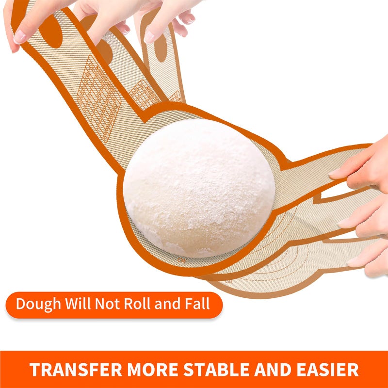 PLAPITATE Silicone Bread Sling for Dutch Oven Liner, Non Stick 2 PCS, Easy Clean Reusable Silicone Baking Mat with Long Handles, Easy to Transfer Sourdough Bread, Orange - Image 3