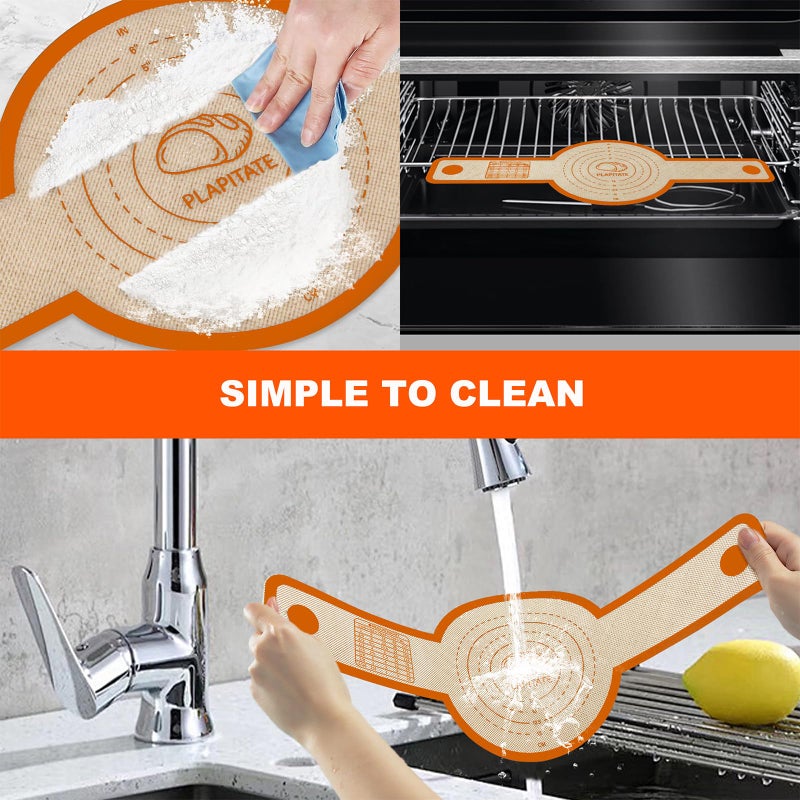 PLAPITATE Silicone Bread Sling for Dutch Oven Liner, Non Stick 2 PCS, Easy Clean Reusable Silicone Baking Mat with Long Handles, Easy to Transfer Sourdough Bread, Orange - Image 5