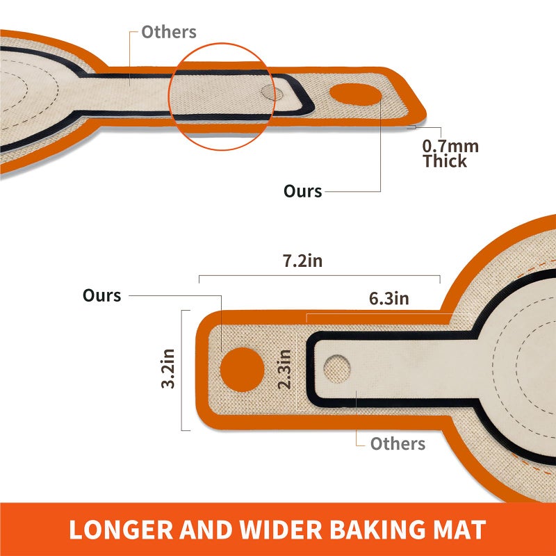 PLAPITATE Silicone Bread Sling for Dutch Oven Liner, Non Stick 2 PCS, Easy Clean Reusable Silicone Baking Mat with Long Handles, Easy to Transfer Sourdough Bread, Orange - Image 2