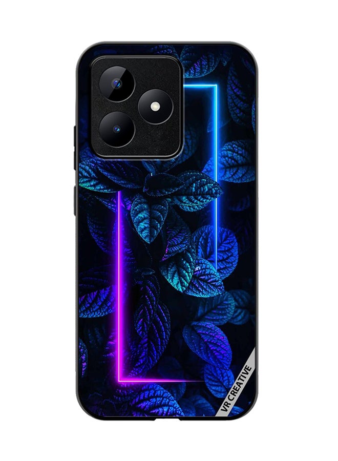 VR CREATIVE Protective Case Cover For Realme C53 Blue Foliage Plants Neon Design Multicolour - Image 1