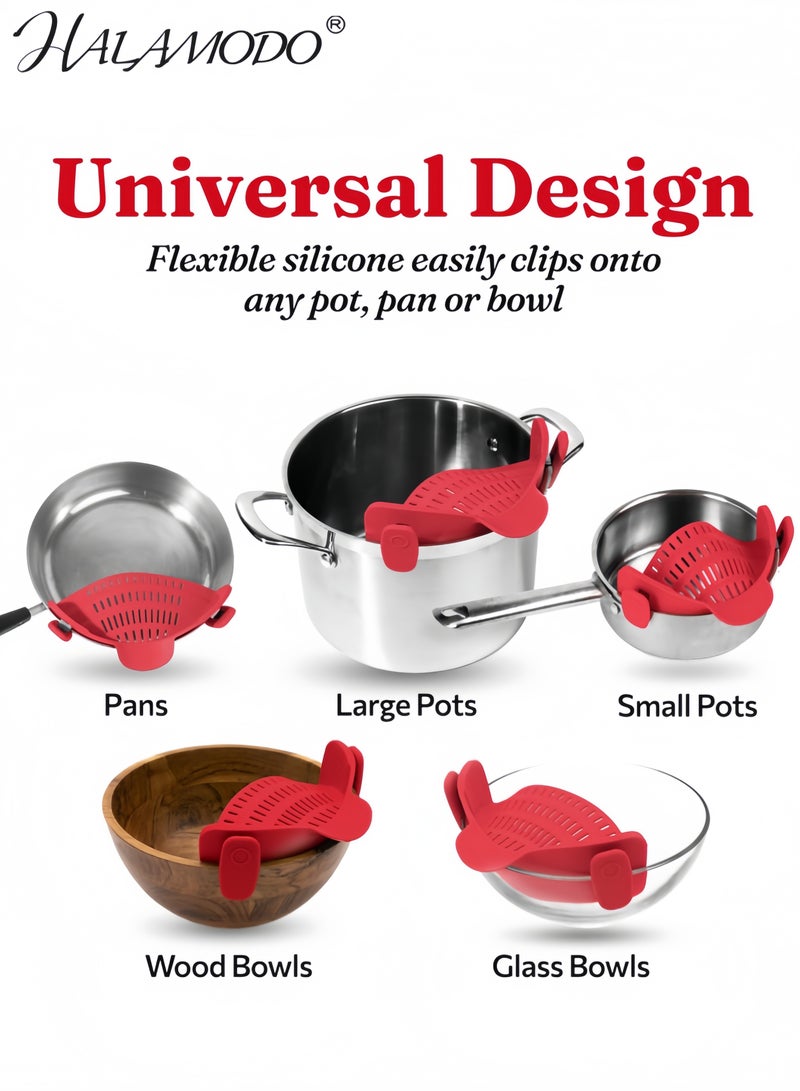 هالامودو مشبك مصفاة سيليكون أحمر، مقاس 23 × 7 × 13 سم. - Image 5
