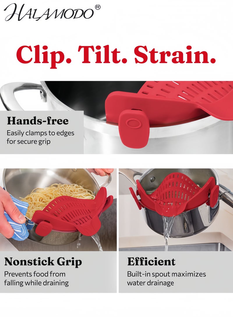 هالامودو مشبك مصفاة سيليكون أحمر، مقاس 23 × 7 × 13 سم. - Image 3