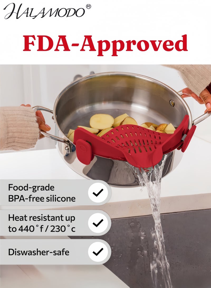 هالامودو مشبك مصفاة سيليكون أحمر، مقاس 23 × 7 × 13 سم. - Image 2