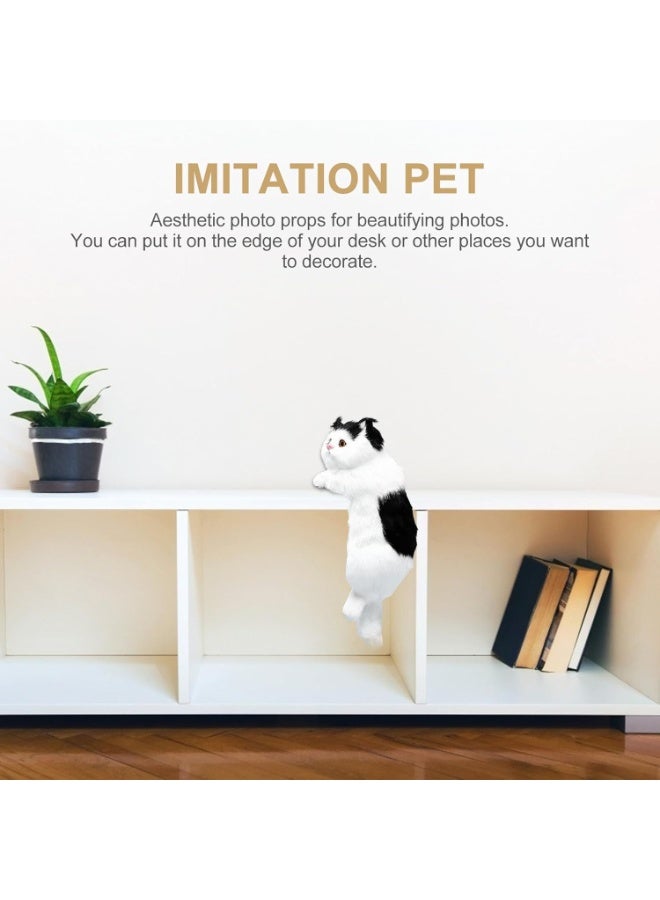 فاييت زينة قطة سوداء معلقة، زينة واقعية على شكل قطة مخملية ناعمة، مصنوعة من فرو صناعي ناعم وغطاء متين، هدية لطيفة للمنزل والمكتب والرف والسيارة ومحبي القطط. - Image 3