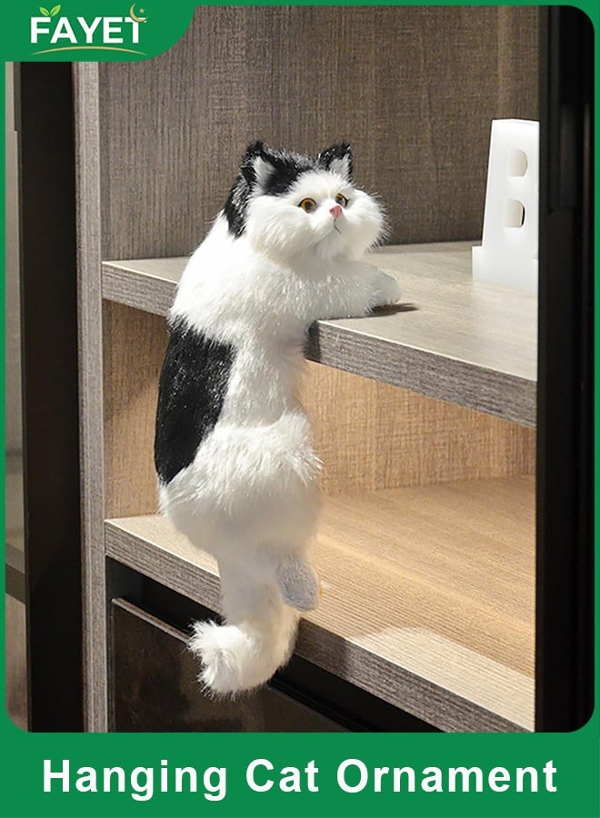 فاييت زينة قطة سوداء معلقة، زينة واقعية على شكل قطة مخملية ناعمة، مصنوعة من فرو صناعي ناعم وغطاء متين، هدية لطيفة للمنزل والمكتب والرف والسيارة ومحبي القطط. - Image 1