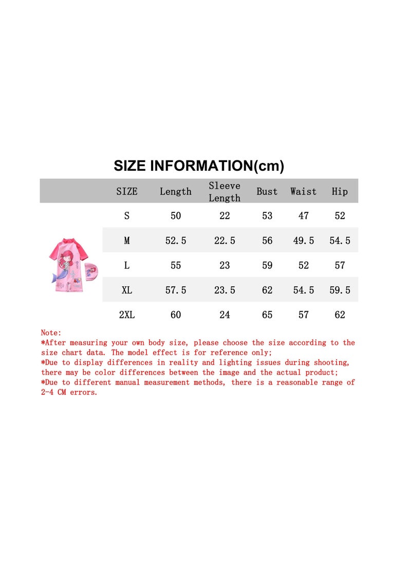 SISGL Children's Swimsuit For Girls Mermaid Design Short Sleeve With Cap One Piece Surfing Suit Baby Swimming Pool Girl Swimsuit - Image 3