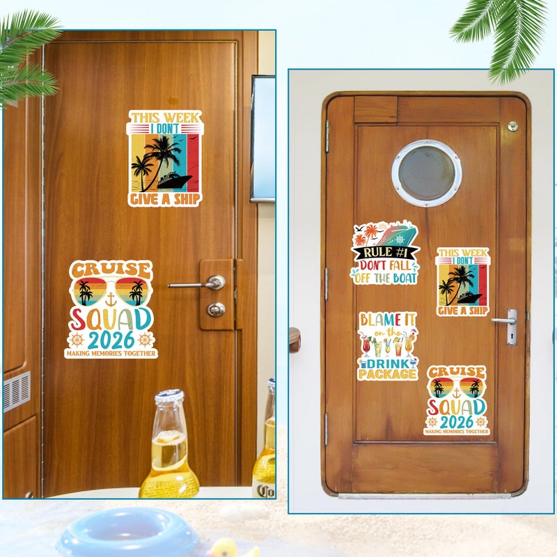 MENIFEND Cruise Door Decorations Magnetic, 4 Pcs Retro Funny Cruise Ship Door Magnets 2026, Fun Nautical Vacation Cabin Signs Fridge Magnets Decor - Image 5