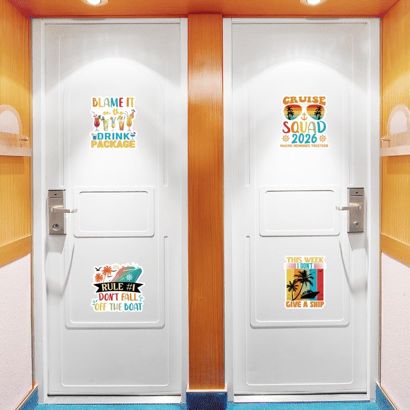 MENIFEND Cruise Door Decorations Magnetic, 4 Pcs Retro Funny Cruise Ship Door Magnets 2026, Fun Nautical Vacation Cabin Signs Fridge Magnets Decor - Image 4