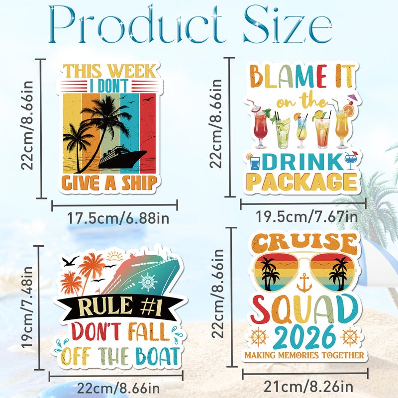 MENIFEND Cruise Door Decorations Magnetic, 4 Pcs Retro Funny Cruise Ship Door Magnets 2026, Fun Nautical Vacation Cabin Signs Fridge Magnets Decor - Image 2