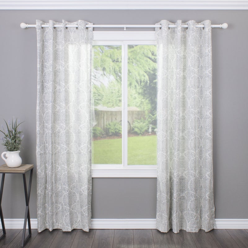 Decopolitan Ball Single Telescoping Drapery Rod Set, 36-72-Inches, White - Image 4
