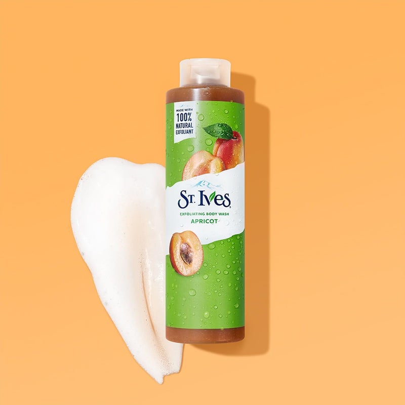 ST. Ives غسول الجسم/جل الاستحمام من سانت آيفز بمستخلصات المشمش المقشرة للنساء | 100% مستخلصات طبيعية | خالي من القسوة | خالي من البارابين | 473 مل، أبيض - Image 2