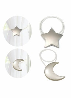 Magnetic Curtain Tiebacks Curtain Clips Rope Holdbacks Moon and Star Shape Window Curtain Tie Backs for Home Office art Decorative Drapes 1 Pair
