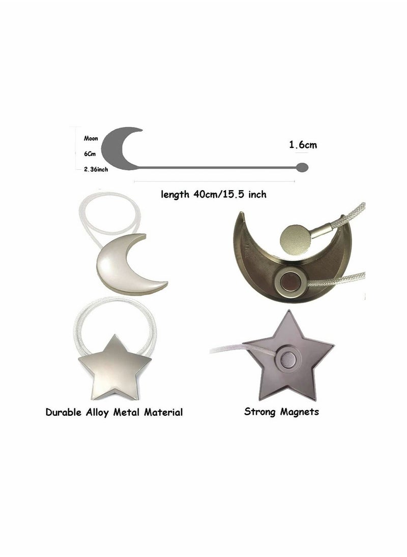 Excefore - Magnetic Curtain Tiebacks Curtain Clips Rope Holdbacks Moon and Star Shape Window Curtain Tie Backs for Home Office art Decorative Drapes 1 Pair - Image 1