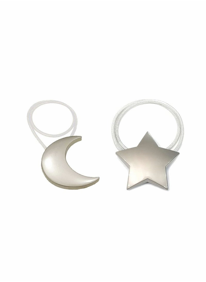 Excefore - Magnetic Curtain Tiebacks Curtain Clips Rope Holdbacks Moon and Star Shape Window Curtain Tie Backs for Home Office art Decorative Drapes 1 Pair - Image 1