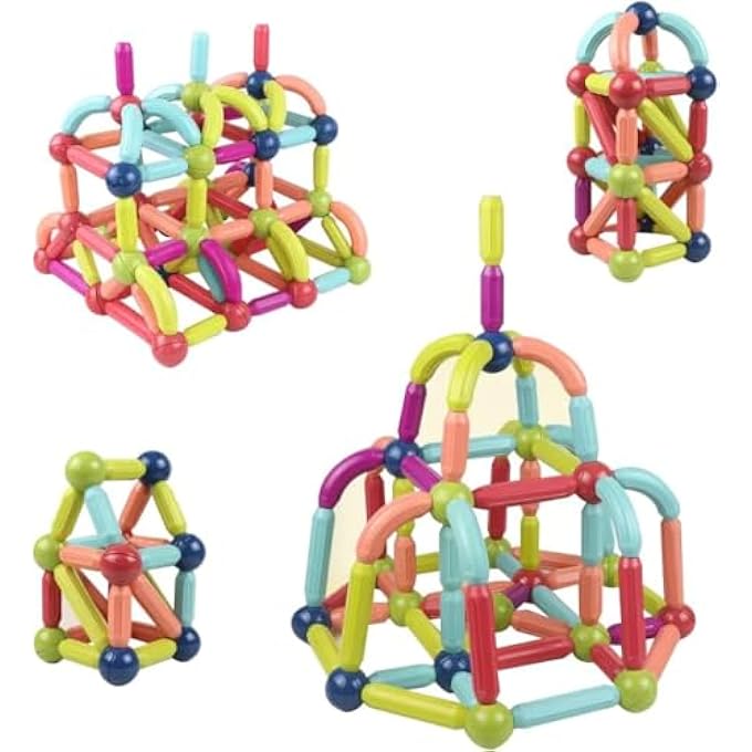 MAGNETIC STICKS AND BALLS SET  100 PIECES BUILDING TOYS FOR KIDS, 6-COLOR MAGNET RODS AND BALLS CONSTRUCTION BLOCKS, STEM EDUCATIONAL CREATIVE TOY FOR TODDLERS AND CHILDREN - Image 1