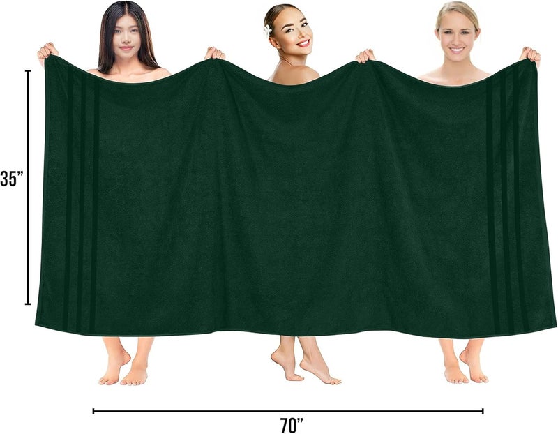Riverside Pack of 2 Extra Large Bath Sheets 35 x 70 Inches - 100% Ring Spun Cotton Hotel Quality Oversized Bath Towels - Super Soft, Highly Absorbent & Quicker to Dry - Hunter Green - Image 2