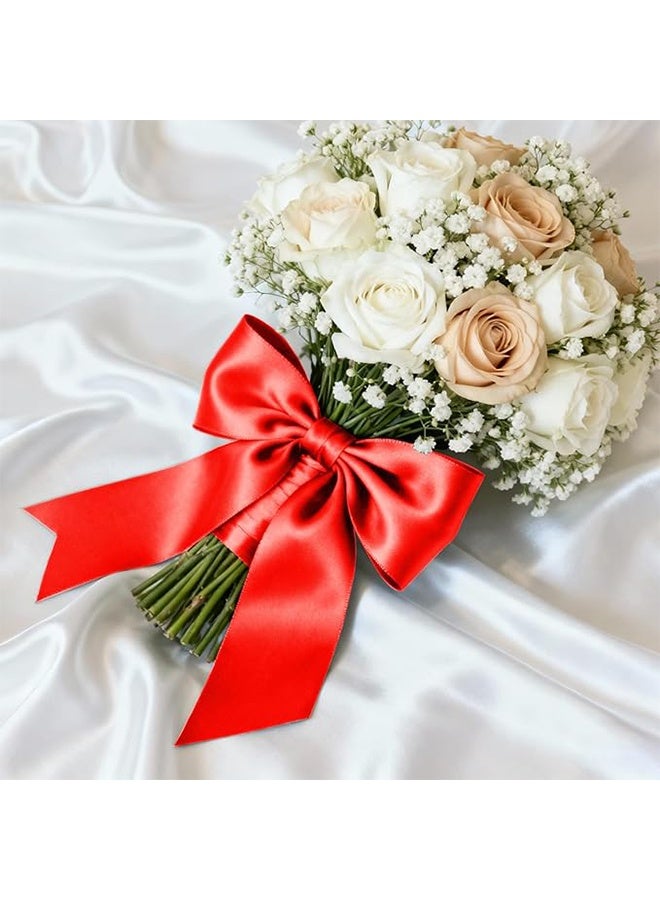 YJ Red Ribbon, 25 Yards of Solid Color Satin Ribbon, perfect for gift wrapping, wreath decoration, bow making, DIY crafts, sewing projects, and wedding parties. - Image 5