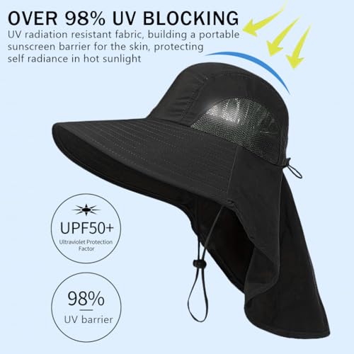 Gustave® Hat for Men, UPF 50+ Protection Wide Brim & Neck Flap Bucket Hat, Breathable Mesh, Adjustable Fit, Windproof Strap - Fashionable & Durable for Hiking, Fishing, Gardening - Image 5