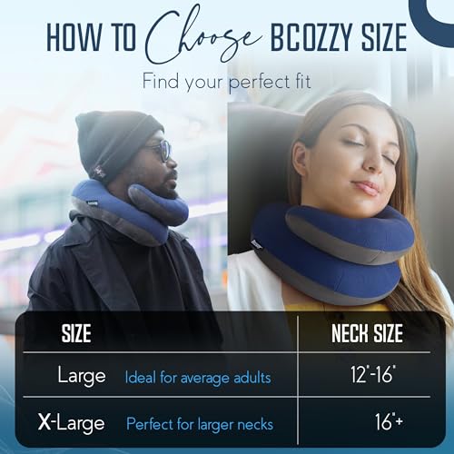 BCOZZY Travel Neck Pillow for Airplane– Patented Double Support for Head, Neck, and Chin. Best for Long Flights, Plane Sleeping, and Car Rides. Adjustable Size. Washable. Carry Bag. Large, Purple - Image 5