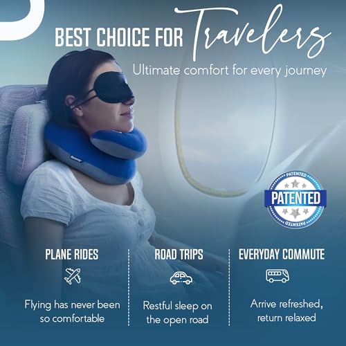 BCOZZY Travel Neck Pillow for Airplane– Patented Double Support for Head, Neck, and Chin. Best for Long Flights, Plane Sleeping, and Car Rides. Adjustable Size. Washable. Carry Bag. Large, Purple - Image 2