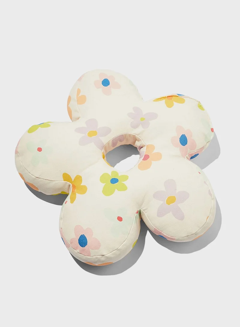 Typo Sorbet Pastel Drawn Daisy Canvas Cushion