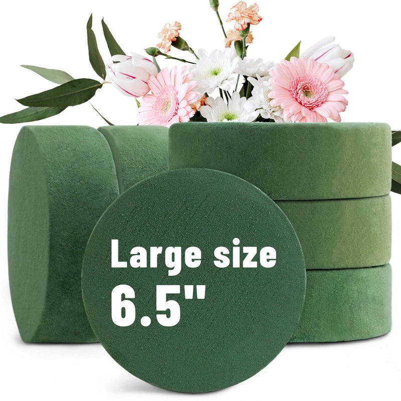 Max Shape 6 Packs Round Floral Foam Blocksï¼Œ6.5'' Large Dry Floral Foam for Artificial Flowers,Flower Foam Blocks for Wedding Aisle Flowers Party Decoration - Image 1