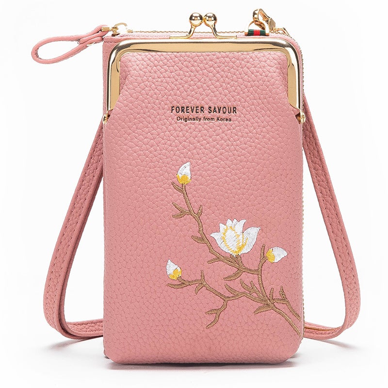 2024 Trendy Embroidered Mini Crossbody Phone Wallet for Women 5 in blue.  - Image 2