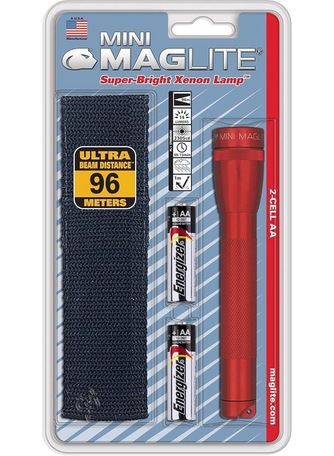 MAGLITE مصباح ماجلايت ميني المتوهج 2-خلية AA مع حافظة، أحمر - Image 1