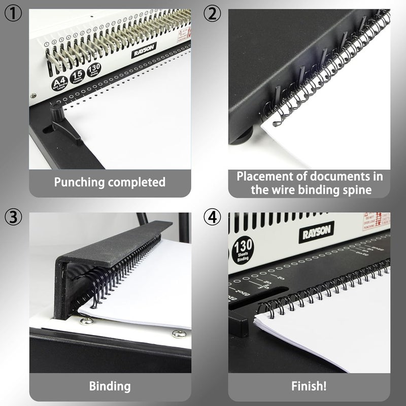 RAYSON Double Loop Binding Wires, Mixed Sizes (1/4", 5/16", 3/8", 7/16"), 3:1 Pitch 32-Loop Black, Pack of 96 - Image 5