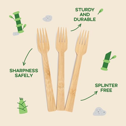 BAMBOWARE 100% Bamboo Utensils - Carbonized Disposable Cutlery Biodegradable and Sanitized - Heavy Duty & Fully Functional (Variety Pack - 360 Pieces) - Image 4