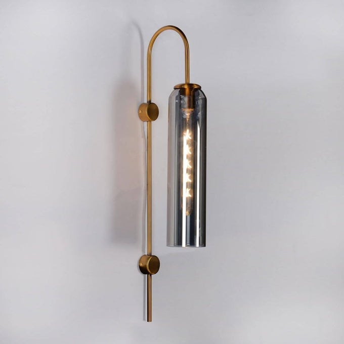 ANTIQUE INDOOR WALL SCONCE MANERE SMOKE BLACK GLASS WALL LIGHT FOR LIVING ROOM BEDROOM DINING AREA CAF BAR RESTAURANT HOME DCOR GOLDEN METAL BULB INCLUDED