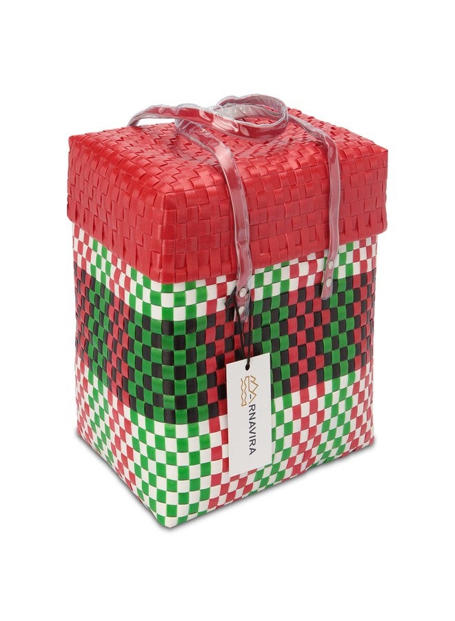 Arnavira Handmade Multipurpose with Lid 13L Used as Lunch Lunch Bag Tiffin Bag For Office,School & Travel (28x17x27) (Red Green, Large) - Image 1