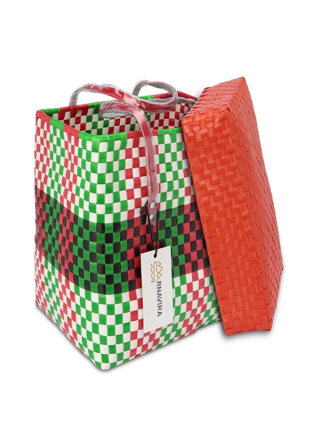 Arnavira Handmade Multipurpose with Lid 13L Used as Lunch Lunch Bag Tiffin Bag For Office,School & Travel (28x17x27) (Red Green, Large) - Image 2