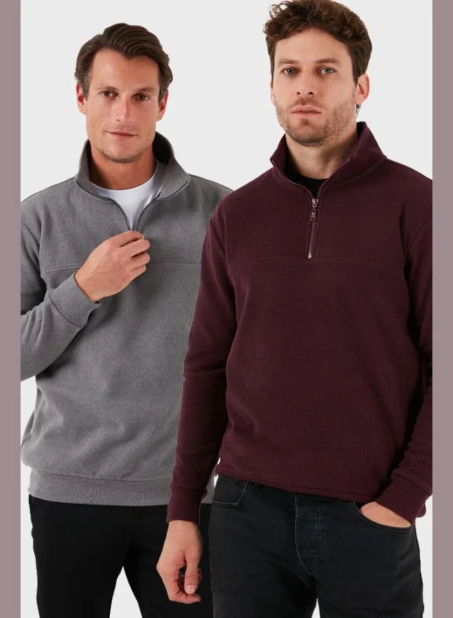 Buratti Buratti Cotton Regular Fit Half Zipper Stand Collar 2-Pack Sweater Men's SWEATER 456112S2