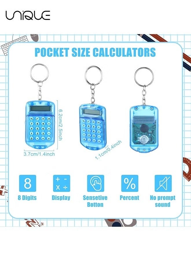 Generic 6 Pcs Mini Keychain Calculator for Kids Pocket Calculator Key Ring Tiny Clear Flip Small Portable Calculator 8 Digit Electronic Cute Basic Calculator Keychain for Students  - Image 2