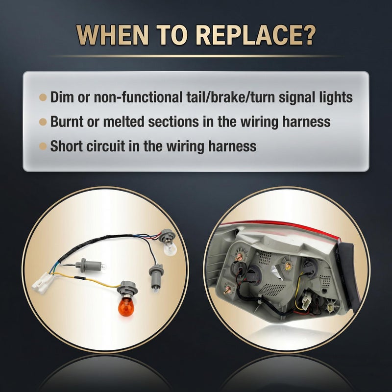 HOPUT 92450-3Q000 Tail Lamp Holder and Wiring with 8 Halogen Bulbs, Compatible with Hyundai Sonata 2011 2012 2013 2014, Exterior, Rear (Pack of 1) - Image 5