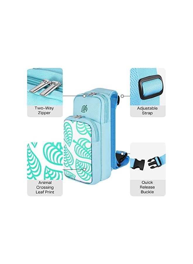 PROMASS Switch Bag, Travel Bag Compatible with Nintendo Switch & Switch Lite - Shoulder Bag Travel Case Cute Portable Carrying Backpack for Animal Crossing Games Accessories Console & Dock Charger - Blue - Image 3