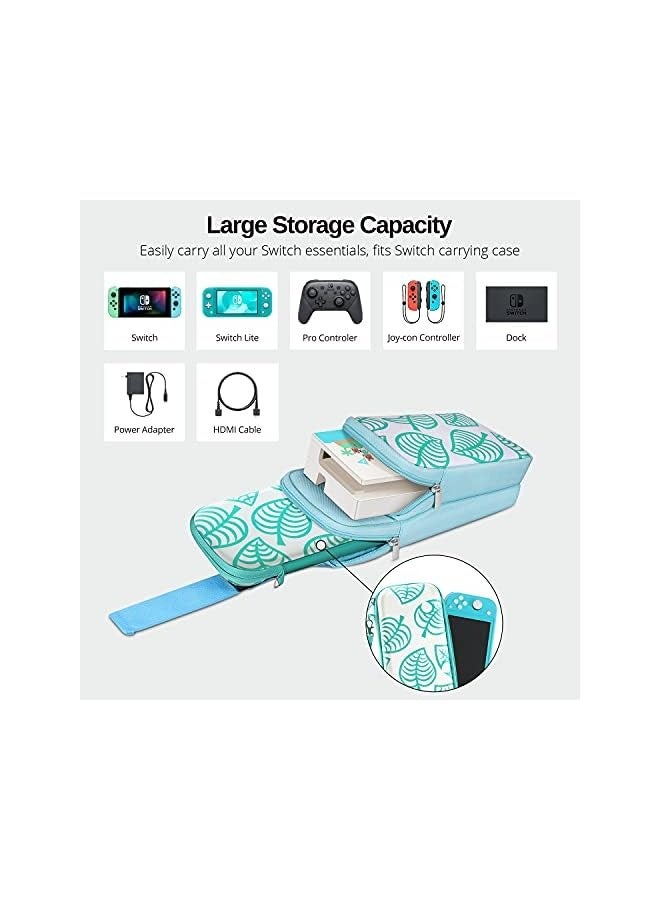 PROMASS Switch Bag, Travel Bag Compatible with Nintendo Switch & Switch Lite - Shoulder Bag Travel Case Cute Portable Carrying Backpack for Animal Crossing Games Accessories Console & Dock Charger - Blue - Image 5