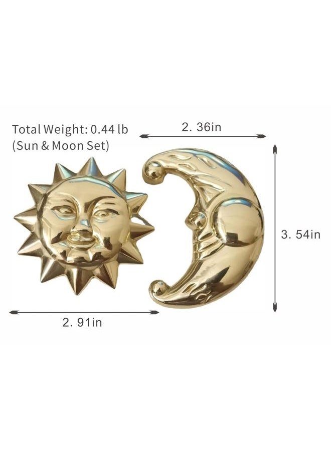 Qijoys Drawer Knobs Brass Sun Moon Decoration - Antique Brass Cabinet Knobs & Pulls for Kitchen, Bathroom, Dresser, Wardrobe - Easy Install (Golden) - Image 2