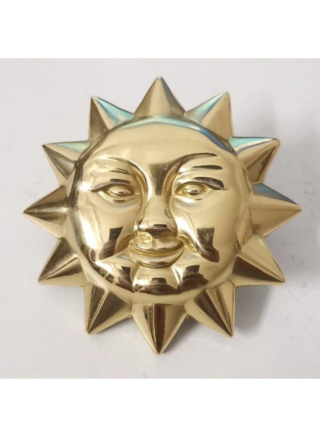 Qijoys Drawer Knobs Brass Sun Moon Decoration - Antique Brass Cabinet Knobs & Pulls for Kitchen, Bathroom, Dresser, Wardrobe - Easy Install (Golden) - Image 3