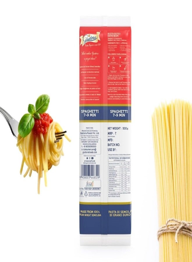 Gustora Spaghetti Pasta Combo, 1 KG I Italian Spaghetti Pasta Combo Set I Made of Durum Wheat Semolina I Vegetarian I Tasty & Healthy I No Trans-fat I Rich in Protein I Cooking Time 10 Min (500gX2) - Image 3