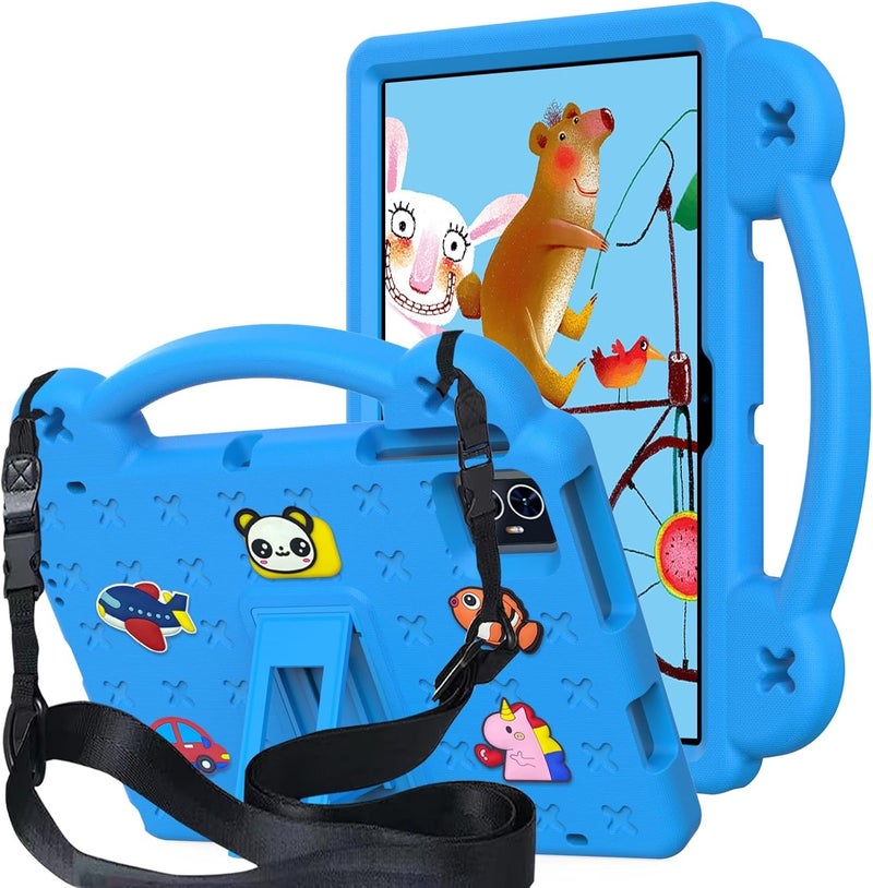 2024 10.1-inch fourth-generation flat blue drop-proof EVA protective cover (with handheld lanyard) blue - Image 1