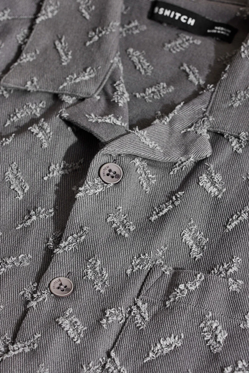 SNITCH Grey Textured Relaxed Fit Overshirt