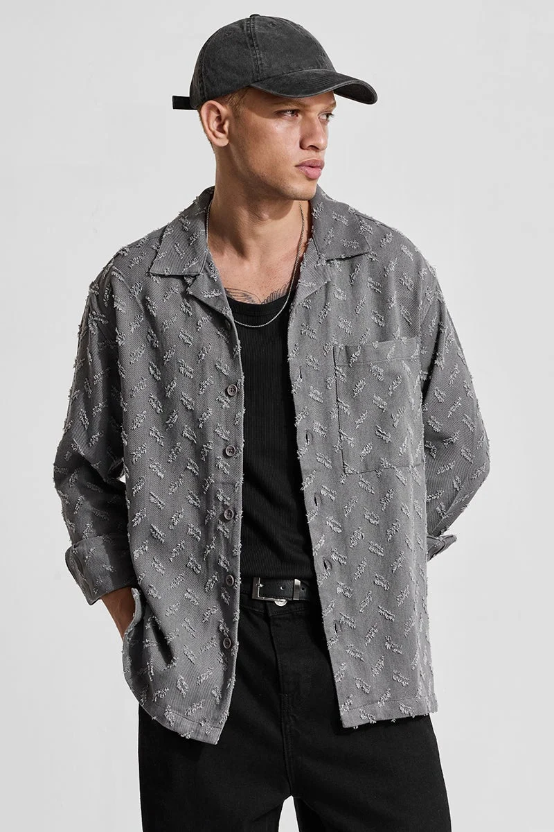 سنيتش قميص خارجي رمادي بنقوش مريحة