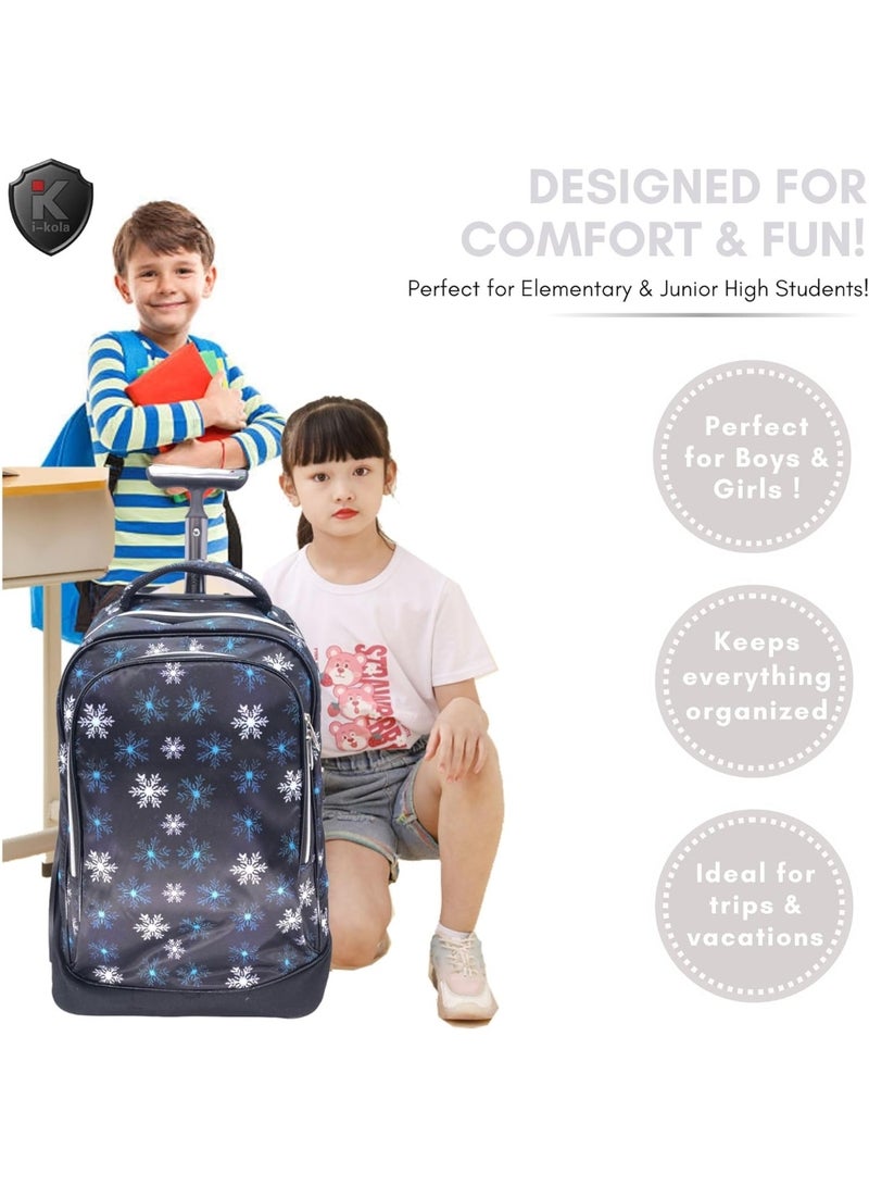 آي-كولا مجموعة حقائب مدرسية للأطفال من 3 قطع، لون أسود، بعجلات - حقيبة مدرسية بعجلات مع حقيبة غداء وحافظة أقلام | حقيبة أمتعة للأطفال بعجلات مقاس 18 بوصة (E913-18BW3) - Image 5