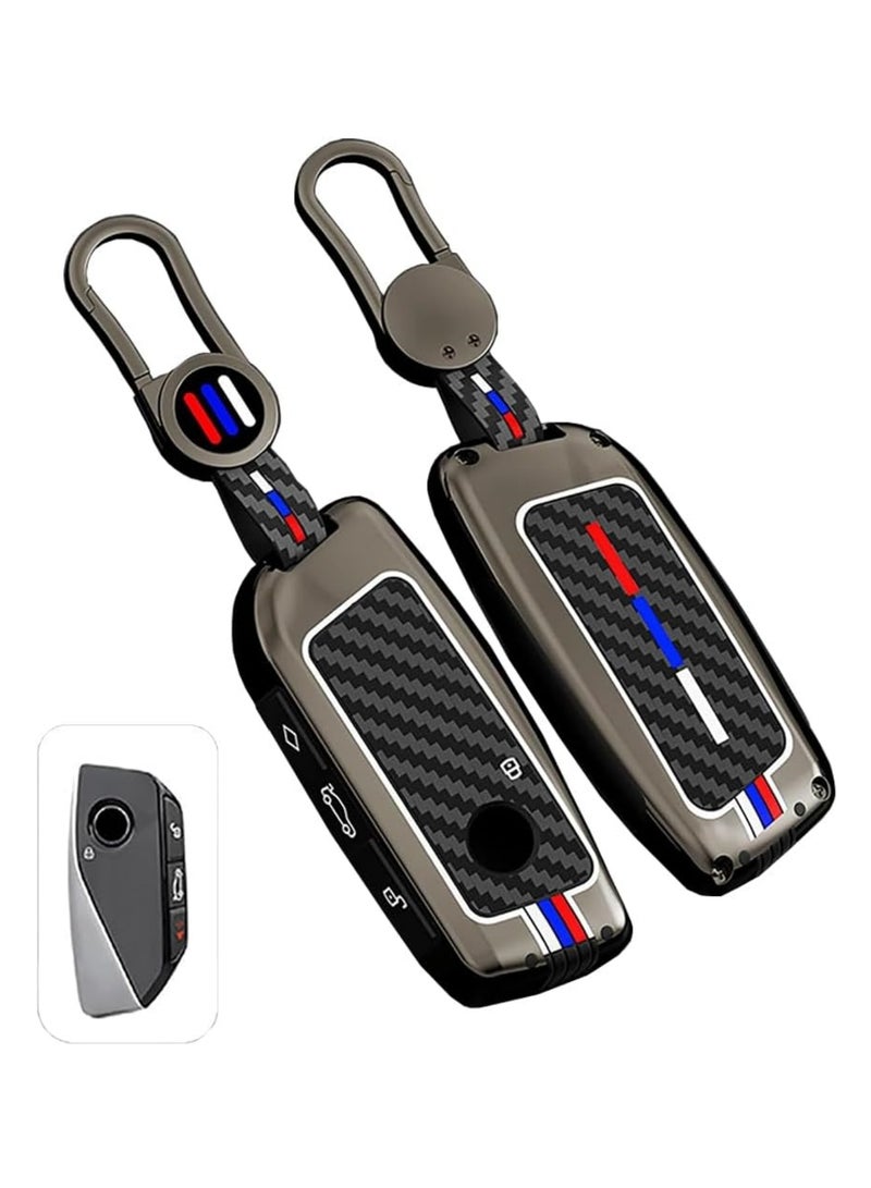 سايكفو غطاء مفتاح سيارة BMW مع سلسلة مفاتيح - حافظة مفاتيح سيارة فلورية من سبائك الزنك، متوافقة مع BMW الفئة السابعة (740i، 735i)، I7، إلخ. - واقي مفتاح ذكي (D) - Image 1