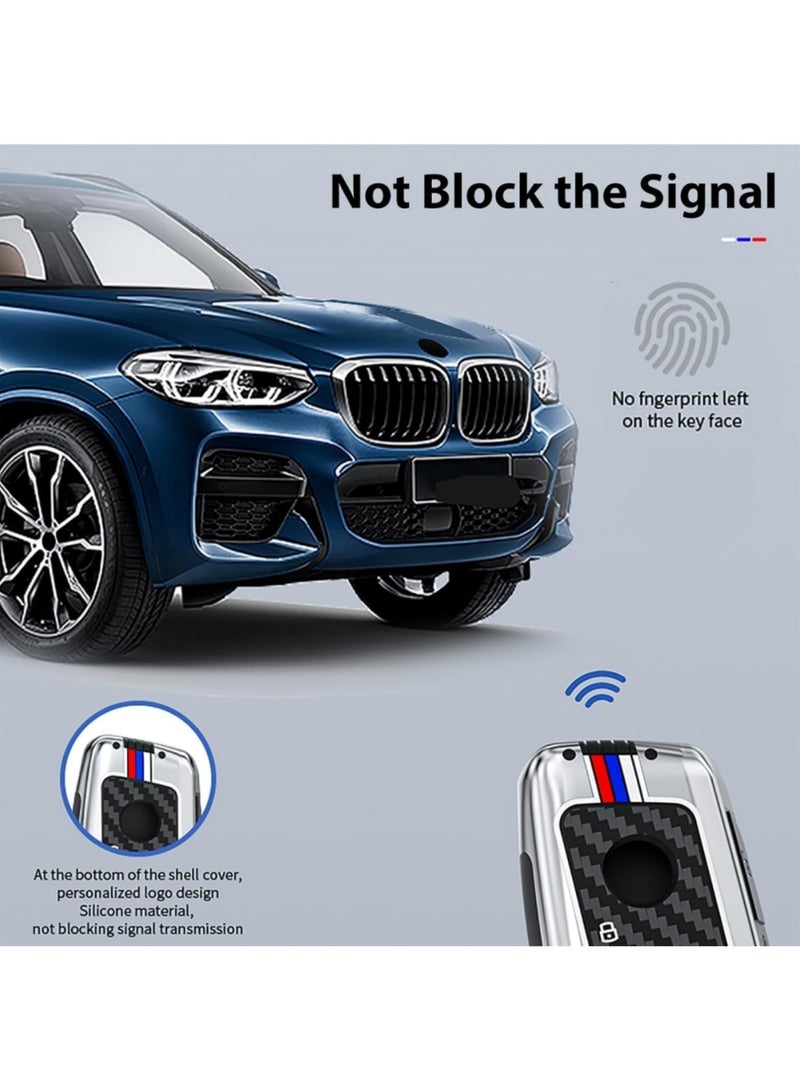 سايكفو غطاء مفتاح سيارة BMW مع سلسلة مفاتيح - حافظة مفاتيح سيارة فلورية من سبائك الزنك، متوافقة مع BMW الفئة السابعة (740i، 735i)، I7، إلخ. - واقي مفتاح ذكي (D) - Image 5