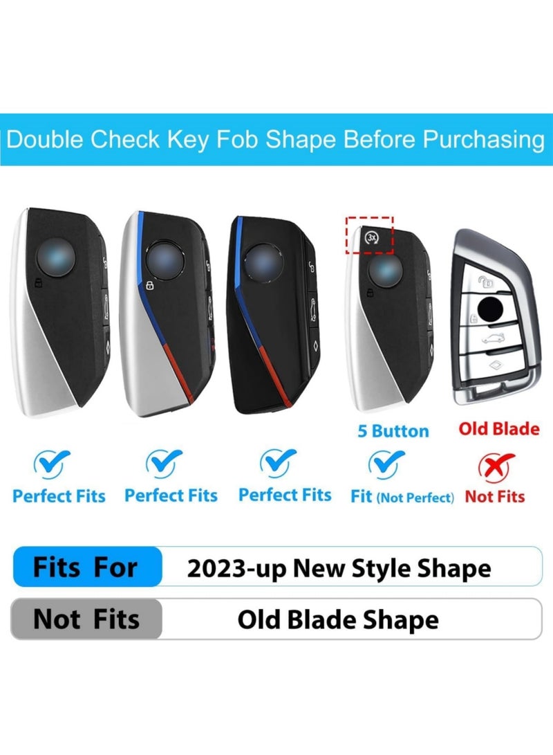 سايكفو غطاء مفتاح سيارة BMW مع سلسلة مفاتيح - حافظة مفاتيح سيارة فلورية من سبائك الزنك، متوافقة مع BMW الفئة السابعة (740i، 735i)، I7، إلخ. - واقي مفتاح ذكي (D) - Image 4