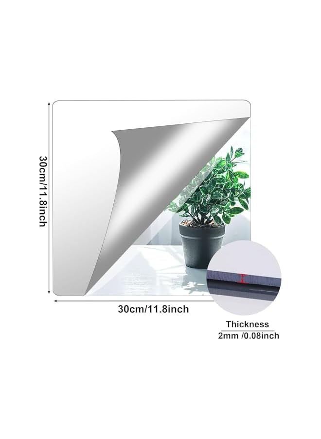 The Bros 3 Pcs Square Mirror Sheet, Each 30 cm x 30 cm, 2 mm Thickness, Self-Adhesive Frameless Wall Mounted Mirror for Home Office Bedroom Living Room Bathroom Door Gym - Image 2
